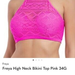 Freya High Neck Bikini Top Pink 34G